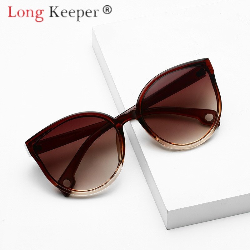 LongKeeper Sunglasses Cat Eye Women Men Sun Glasses Eyewear Eyeglasses Plastic Frame Clear Lens UV400 Shade Fashion Driving New